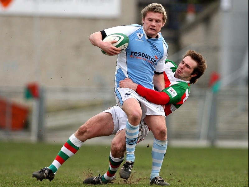Garryowen Garryowen's Diarmaid McCarthy is halted by Mike Summerhill of Bective