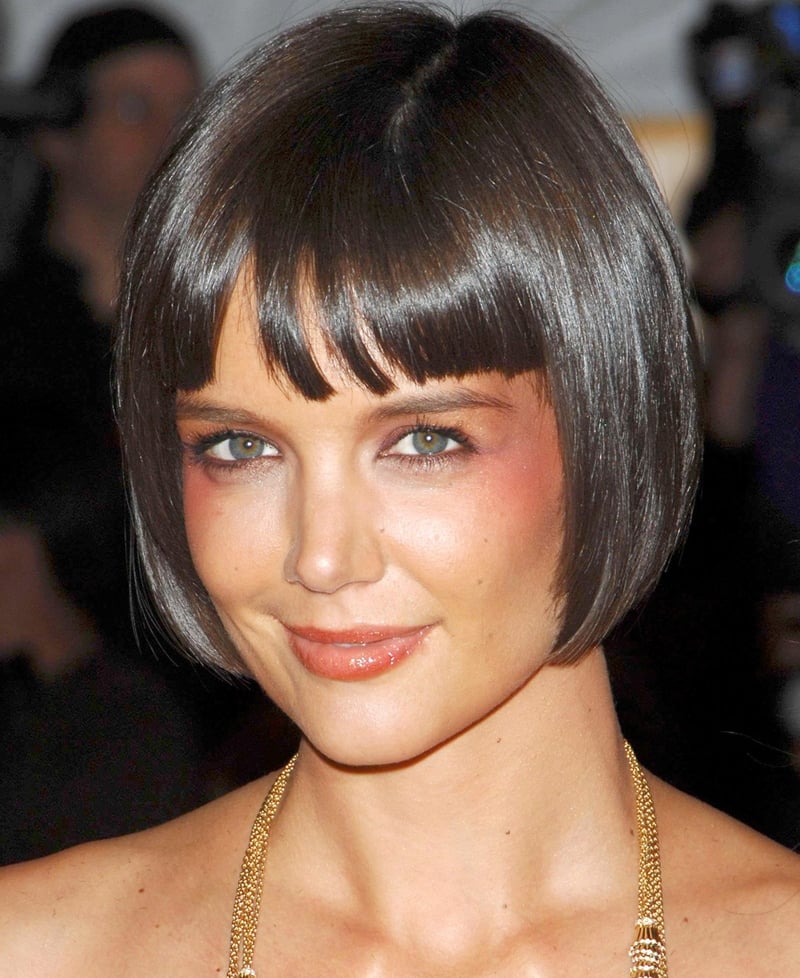 Katie Holmes goes for a dramatic bob with choppy fringe