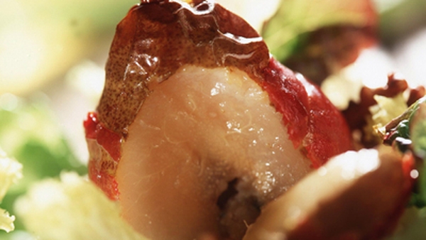 Baked Pear with Chocolate Sauce
