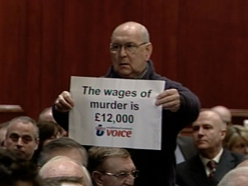 Belfast - Protest at report launch