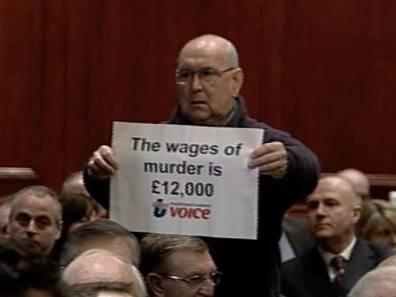 Belfast - Protest at report launch