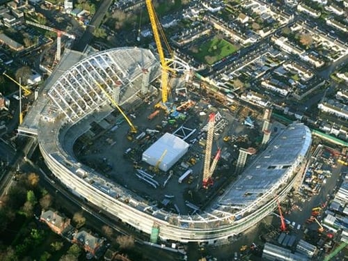Work on the new stadium at Lansdowne Road is due to be completed next year