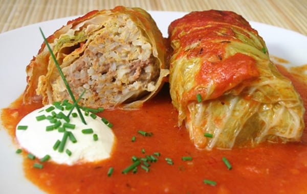 Cabbage Leaves Filled with Ratatouille and Fillet