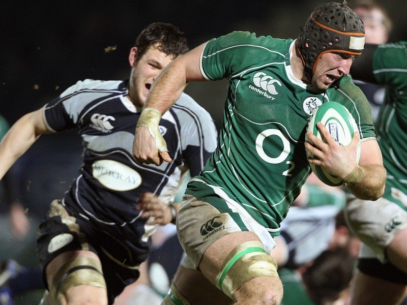 John Muldoon bursts clear of the Scottish defence