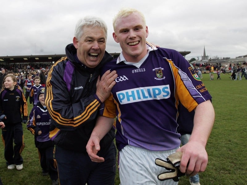 Mark Vaughan, celebrating with manager Paddy Carr, was the hero once again for Kilmacud Crokes