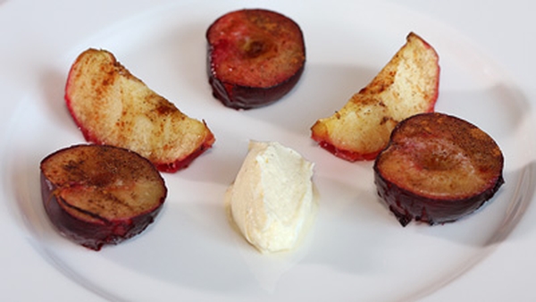 Roast Autumn Fruit with Vanilla Mascarpone Cream