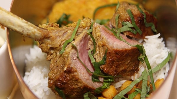 Roasted Marinated Loin of Lamb in Indian Spices, D