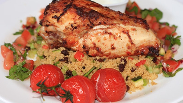 Spiced Chicken Breast, Moroccan Cous Cous, tomato