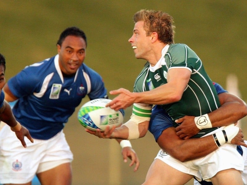 Ireland's Paul Marshall in action against Samoa in the Sevens World Cup