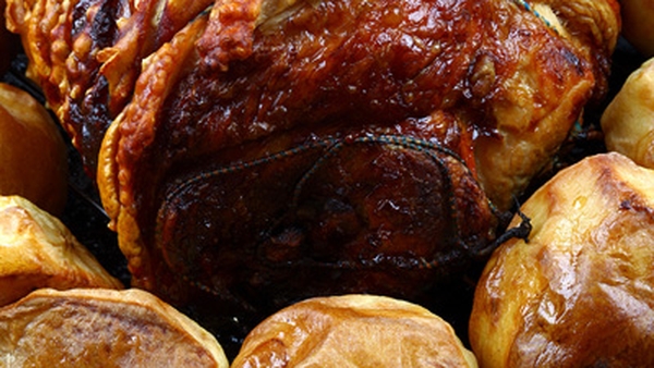 Rack of Pork Stuffed with Prunes, Roast Root Veget