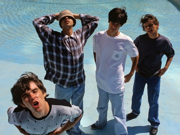 The Stone Roses - Ian Brown (l), Reni, John Squire, Mani in 1989