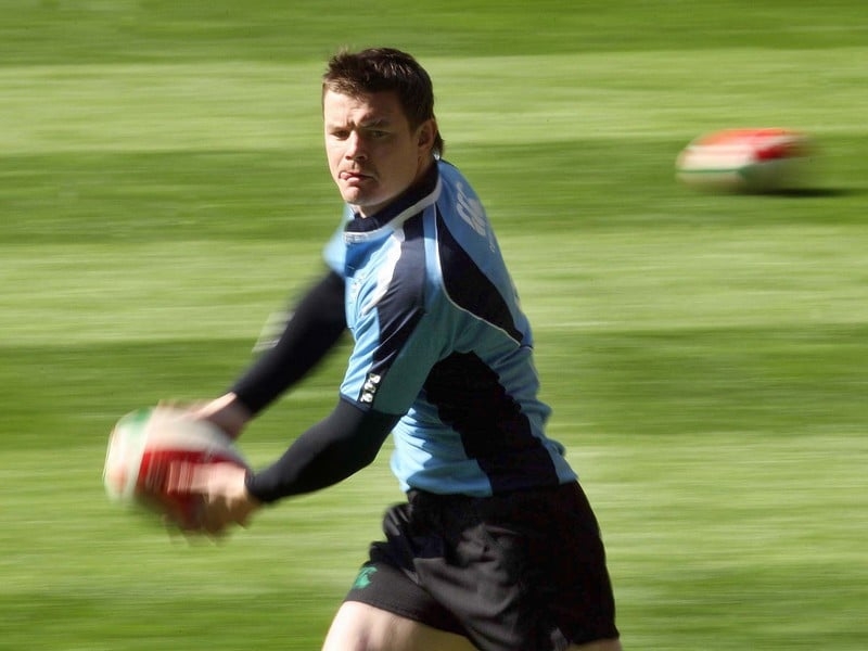 Brian O'Driscoll warms up during this morning's Captain's Run at the Millennium Stadium