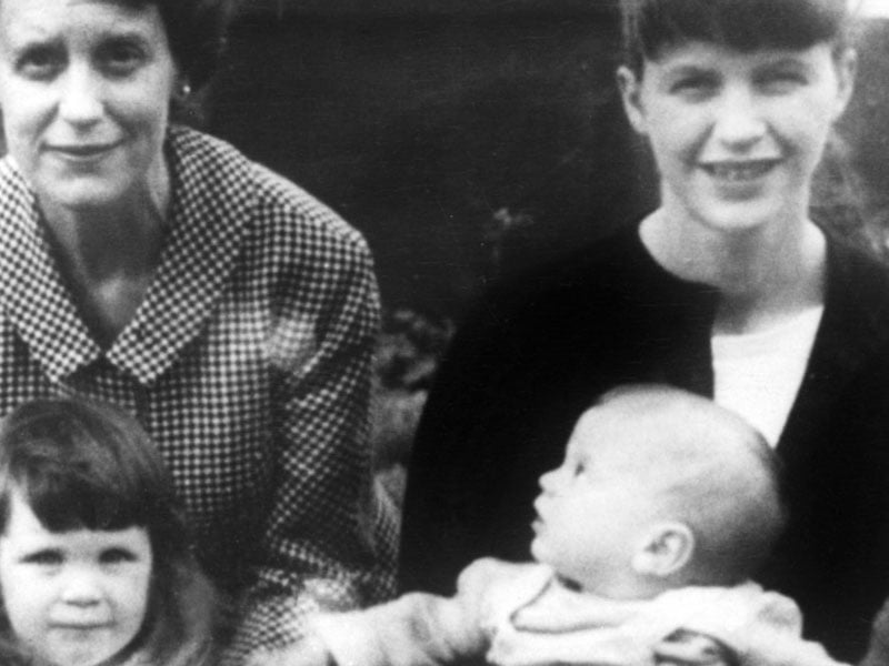 Plath pictured with her mother and her two children