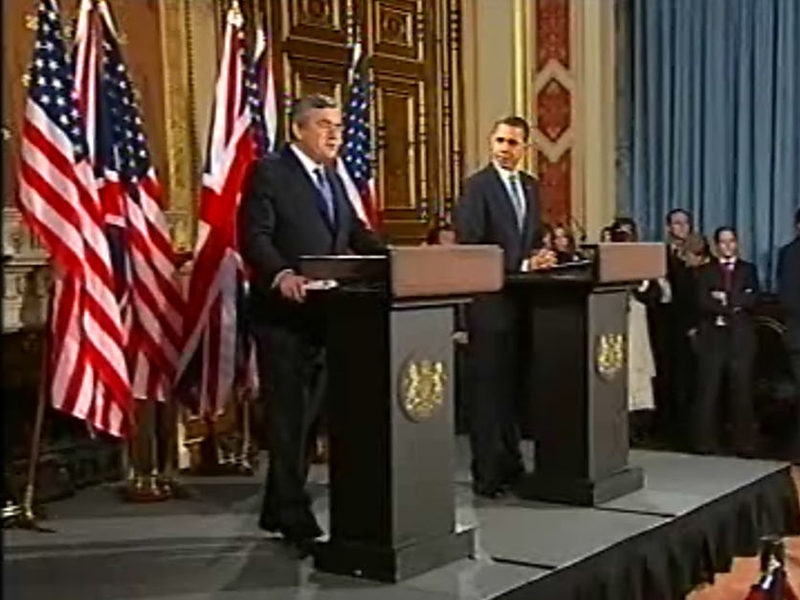 Brown &amp; Obama - Spoke of need for unity in time of crisis