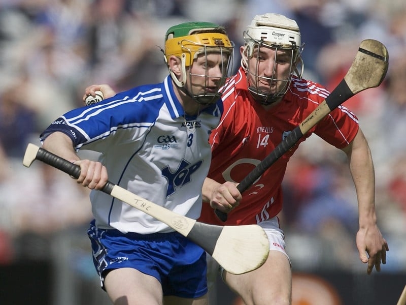 Waterford's Aiden Kearney comes under pressure from Fintan O'Leary of Cork