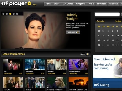 RTÉ player - Over 200 hours of programmes available to view