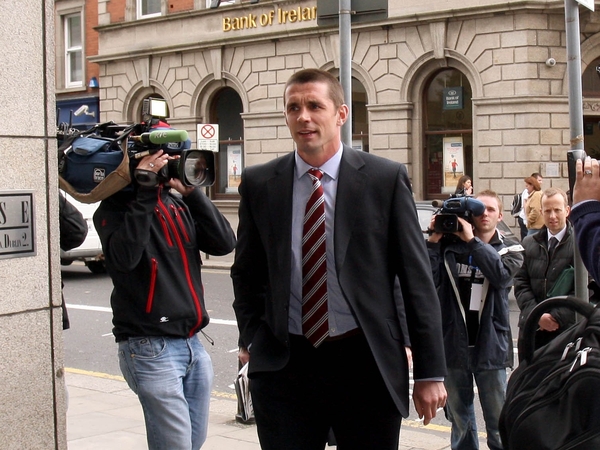 Alan Quinlan arriving for his hearing in Dublin this afternoon