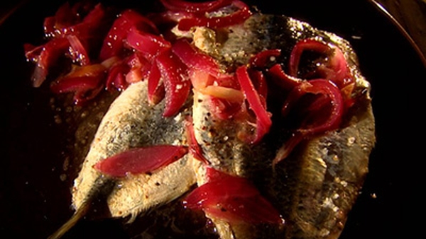Grilled Sardines with a Confit of Red Onions