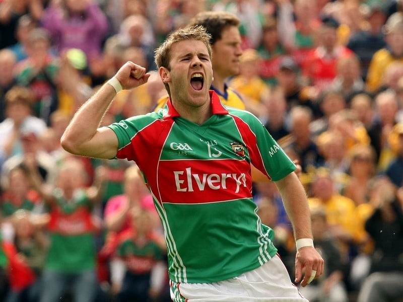 Aidan Kilcoyne celebrates scoring his goal at McHale Park