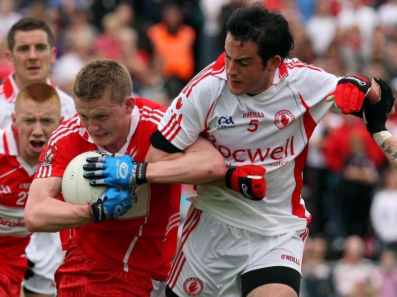 Derry were in contention for long spells of the game but Tyrone pulled away in the final quarter, especially when the Oak Leafers were reduced to 14 men