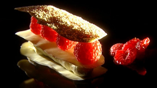 White Chocolate Mille Feuille with Raspberries and