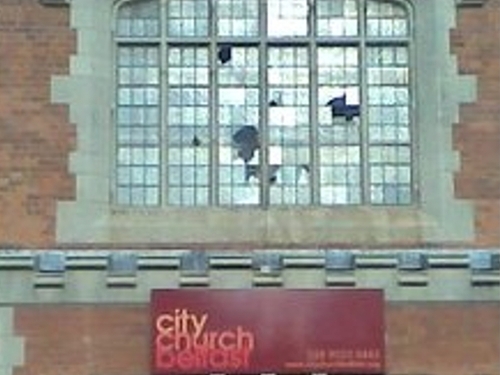 Belfast - City Church damaged