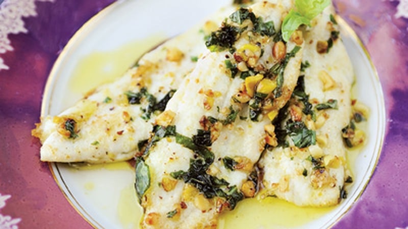 Clodagh McKenna's Lemon Sole Pan-Fried in a Pistachio Pesto