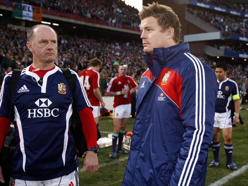 Dr James Robson (left) and Brian O'Driscoll after the hugely physical second Test