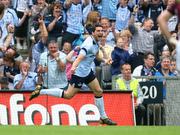 Dublin's Bernard Brogan celebrates his first goal against Westmeath