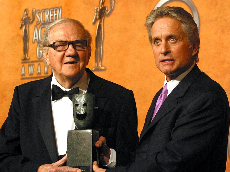 Karl Malden pictured with former co-star Michael Douglas at the Screen Actors' Guild in 2004