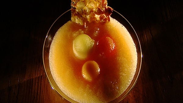 Melon Balls and Almond Twizzle