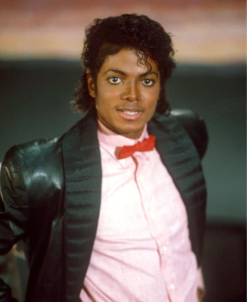 Michael Jackson on the set for the video for 'Billie Jean' in 1983