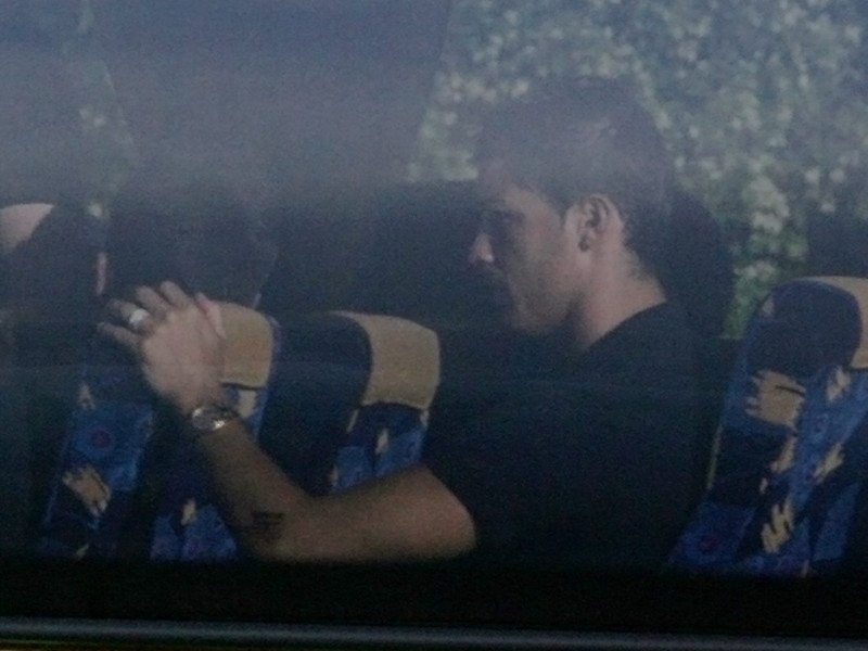 Cristiano Ronaldo on board the Real Madrid coach at Dublin Airport