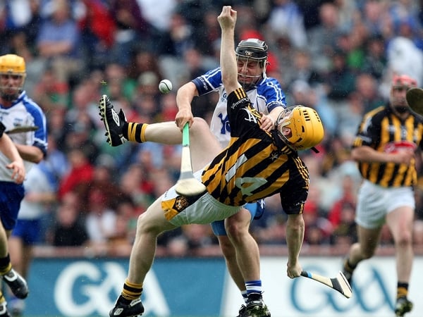 Kilkenny's Richie Power and Waterford's Noel Connors in the heat of battle at Croke Park