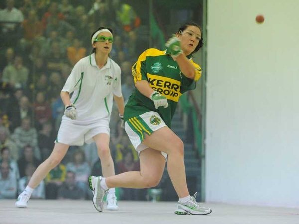 Ashley Prendiville (Kerry) and Bernie Hennessy (Limerick), in action during last year's meeting.