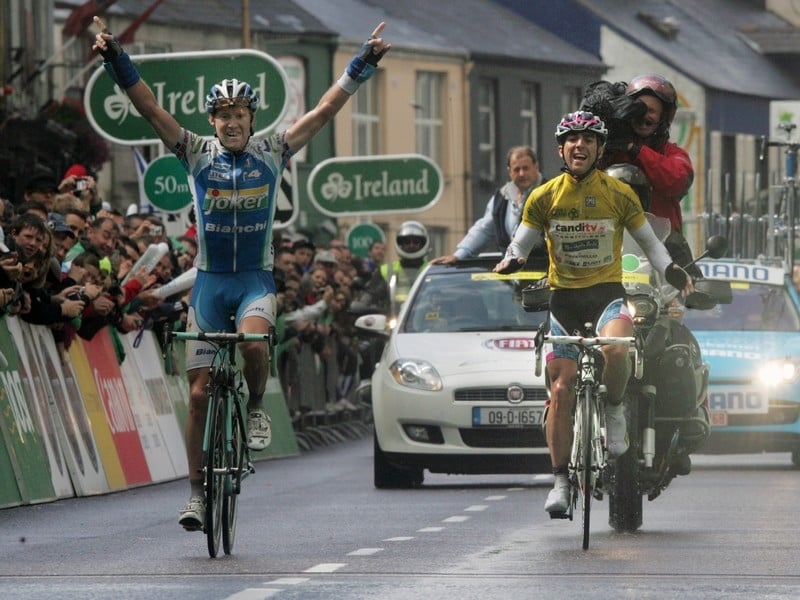 Joker Bianchi's Lars Petter Nordhaug wins stage 3 followed by Tour of Ireland winner Candi TV's Russell Downing