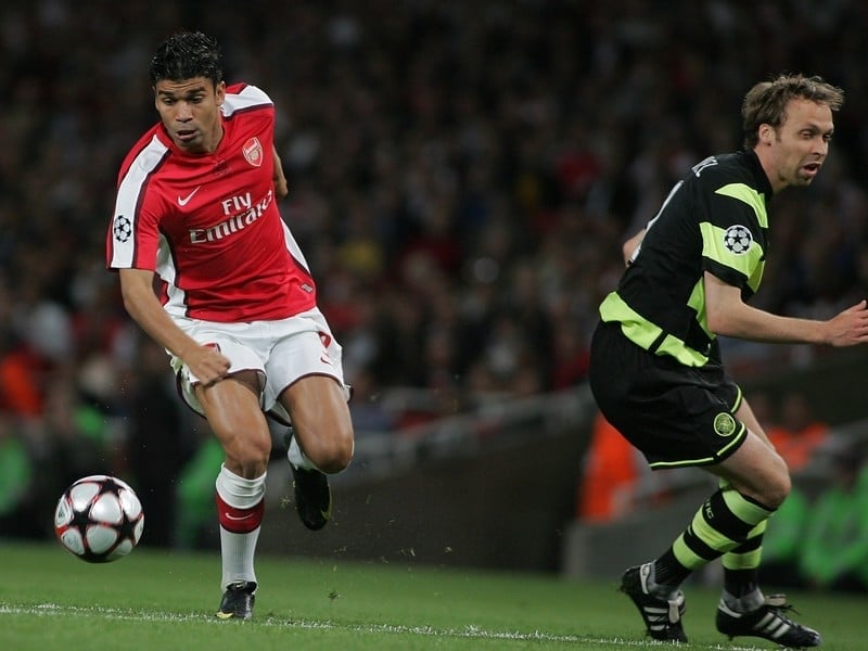 Eduardo da Silva turns Andreas Hinkel during Wednesday's match