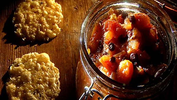 Tomato Chutney with Parmesan Crisps