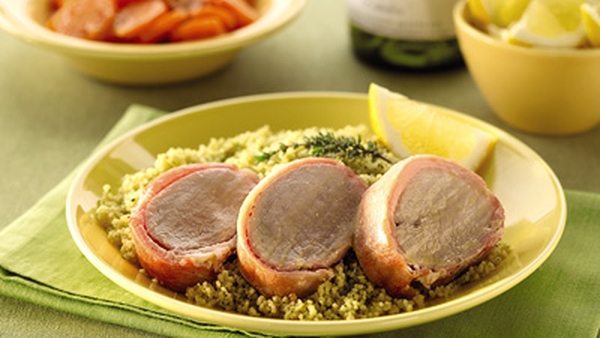 Roast Glazed Pork Steak served with Coriander and