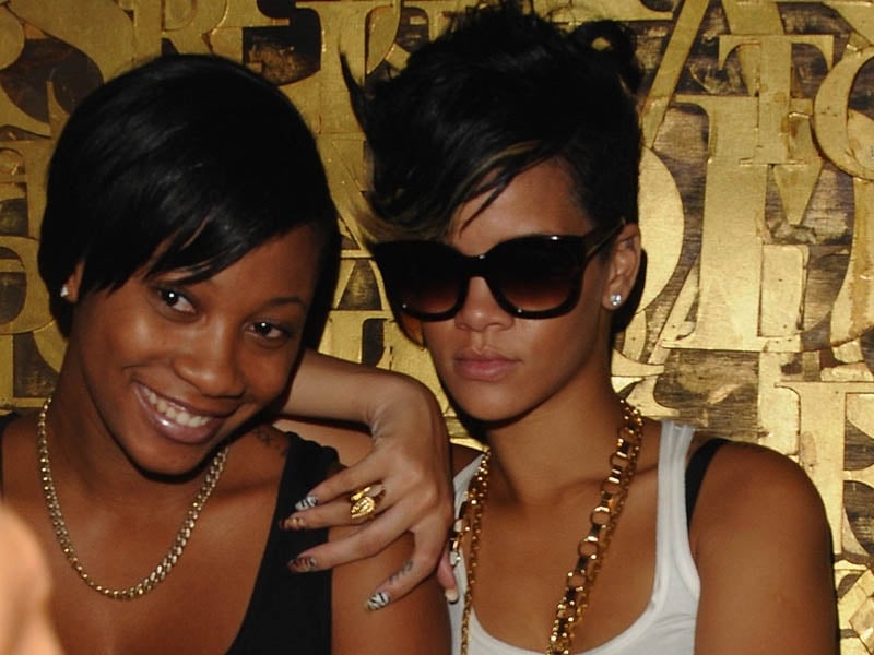 Rihanna (on right) wih a friend at the VMAs aftershow party