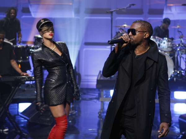Rhianna and Kanye West performing on Jay Leno's new show