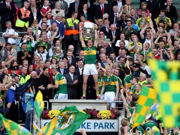 Tadhg Kennelly raises Sam Maguire at Croke Park today