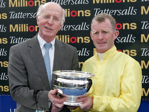 John Oxx and Mick Kinanne after winning the Tattersals Millions Irish Champion Stakes with Sea the Stars last month
