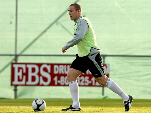 Richard Dunne in action in Malahide earlier today