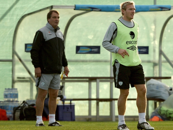 Marco Tardelli watches Liam Lawrence on the right wing in the Republic of Ireland training session on Thursday in Malahide, with Lawrence now favourite to start in the role