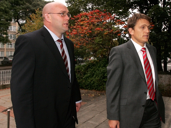 John Hayes and Munster team manager Shaun Payne arrive at the hearing