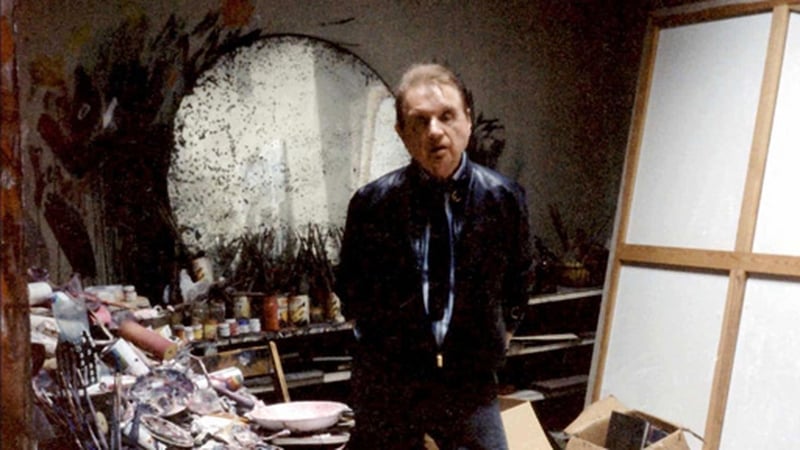 Francis Bacon in his studio, which was donated to the Hugh Lane gallery in Dublin