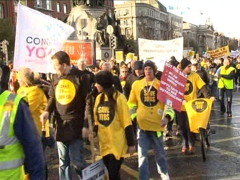 Dublin - Protest against proposed cuts in pay and services