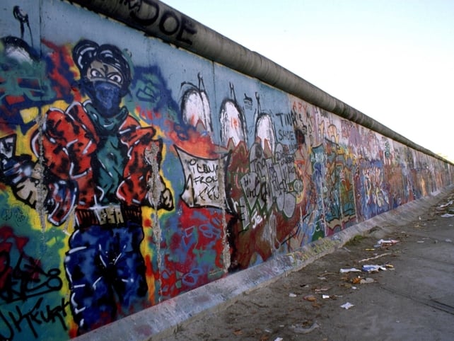 The Berlin Wall running along Niederkirchner Strasse. West Berlin, Germany 25 Nov 1989