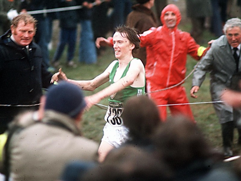 John Treacy crosses the line for the famous victory in 1979